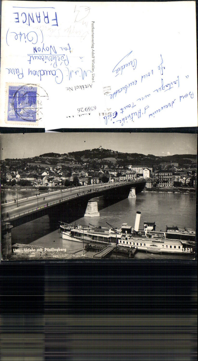 676926,Linz an der Donau Brücke Dampfer Schönbrunn Urfahr