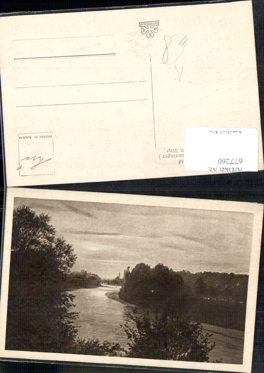 677260,Stadt Steyr Flussbild n. Radierung R. Klunzinger