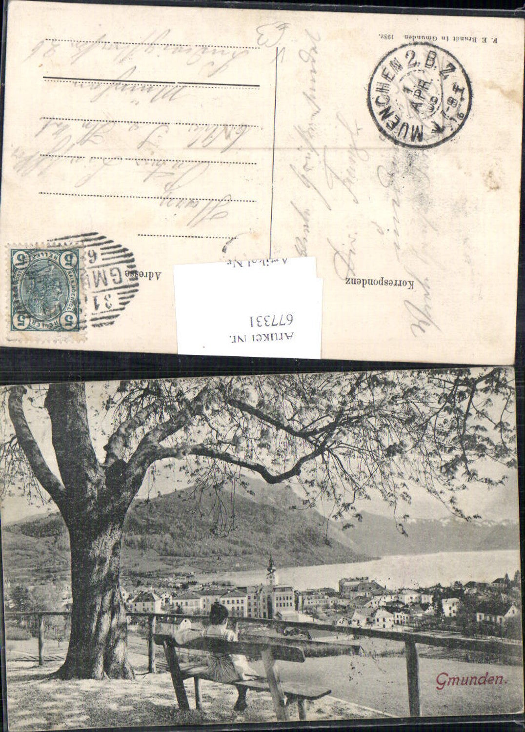 677331 Gmunden am Traunsee Baum Aussicht pub Brandt 1982