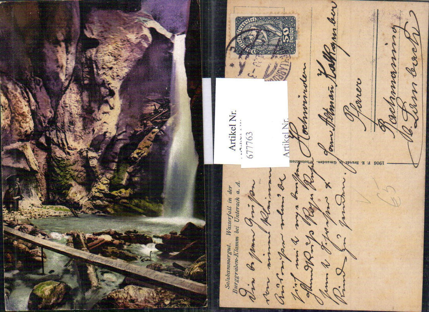 677763 Burggraben Klamm bei Unterach am Attersee Wasserfall pub Brandt 305