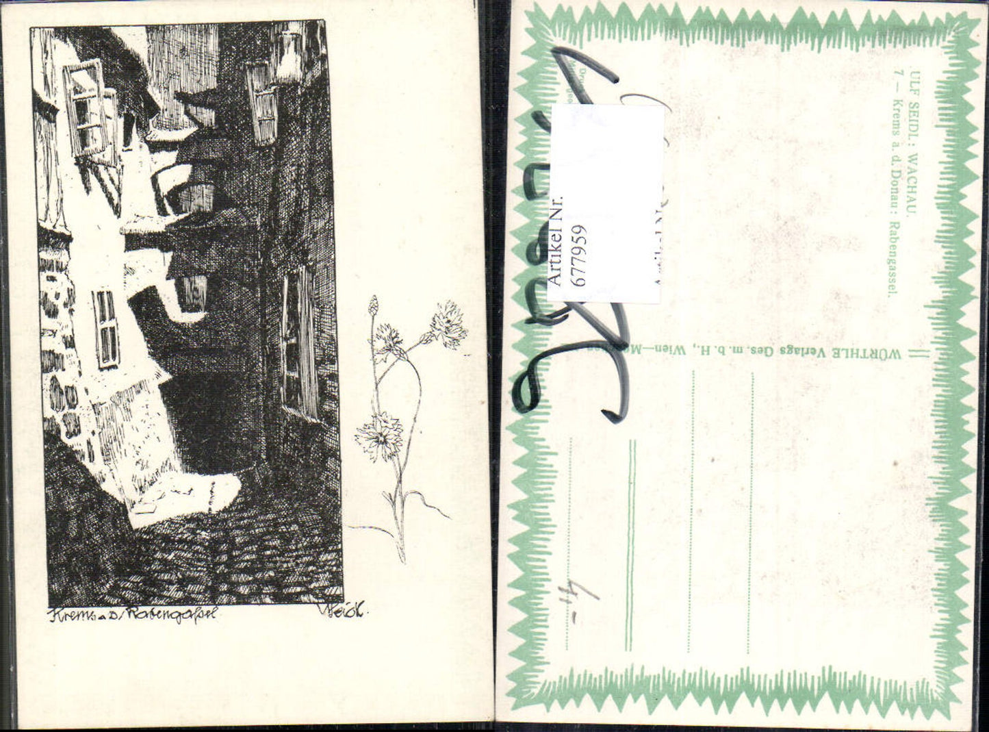 677959 Künstler AK Ulf Seidl Wachau Krems an der Donau Rabengassel