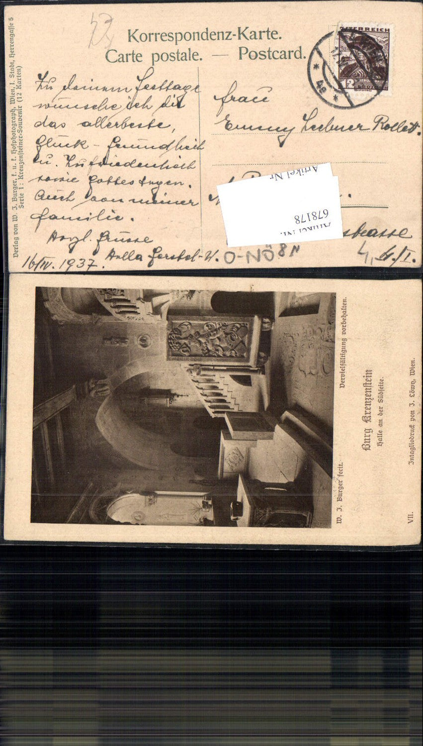 678178 W.J. Burger fec. Burg Kreuzenstein b. Korneuburg