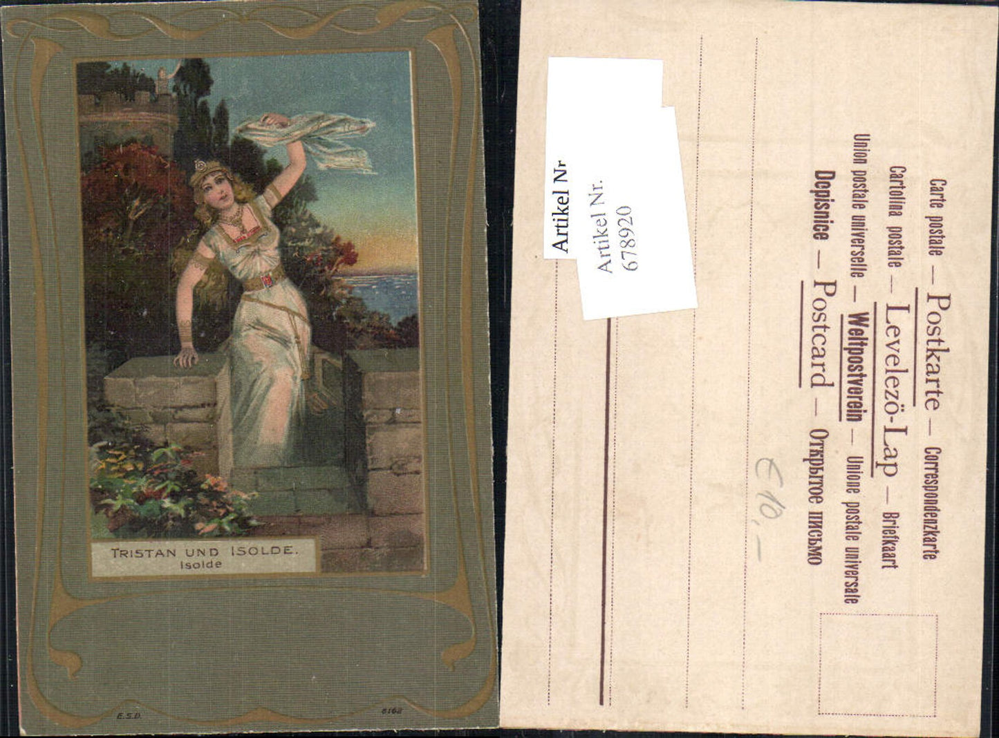 678920 Künstler AK Jugendstil Tristan & Isolde Art Nouveau
