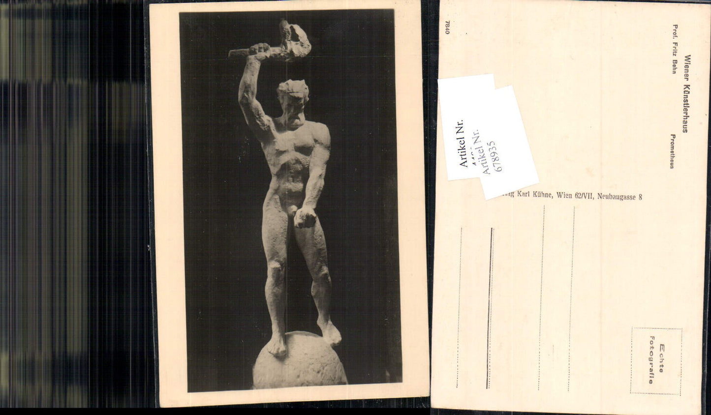 678935 Künstler AK Wiener Künstlerhaus 7840 Fritz Behn Prometheus Akt