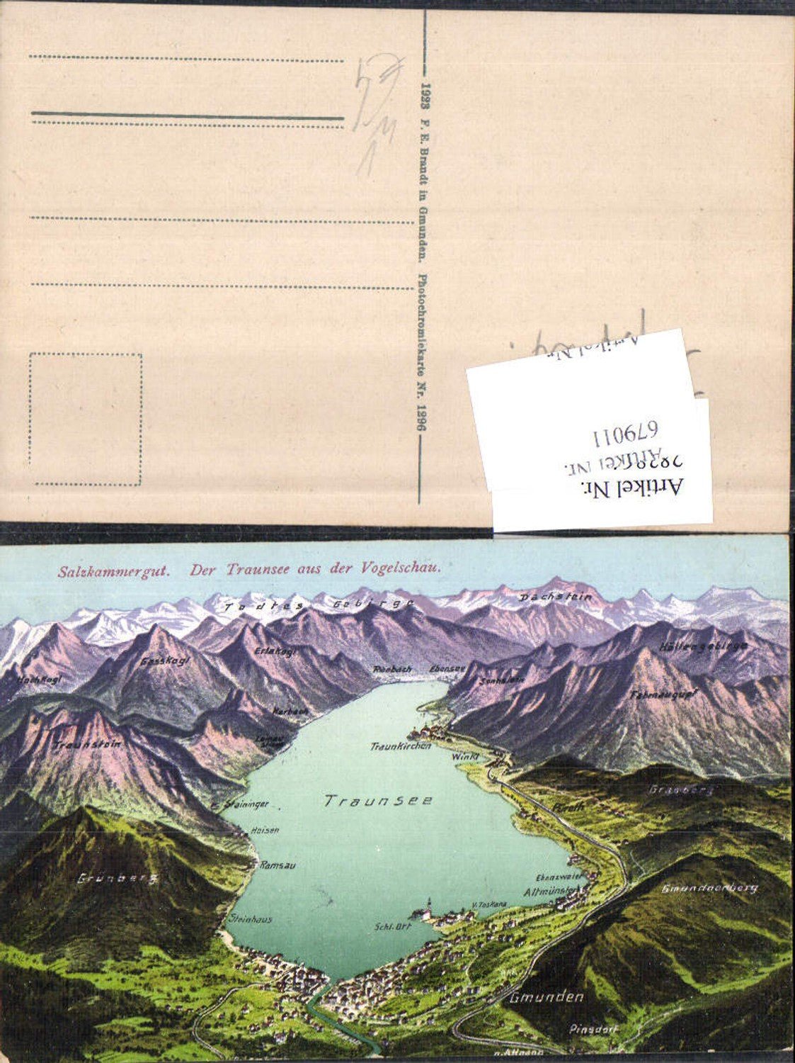 679011 Traunsee Vogelschau Gmunden Altmünster Ramsau Steinhaus Traunkirchen Brandt 1296