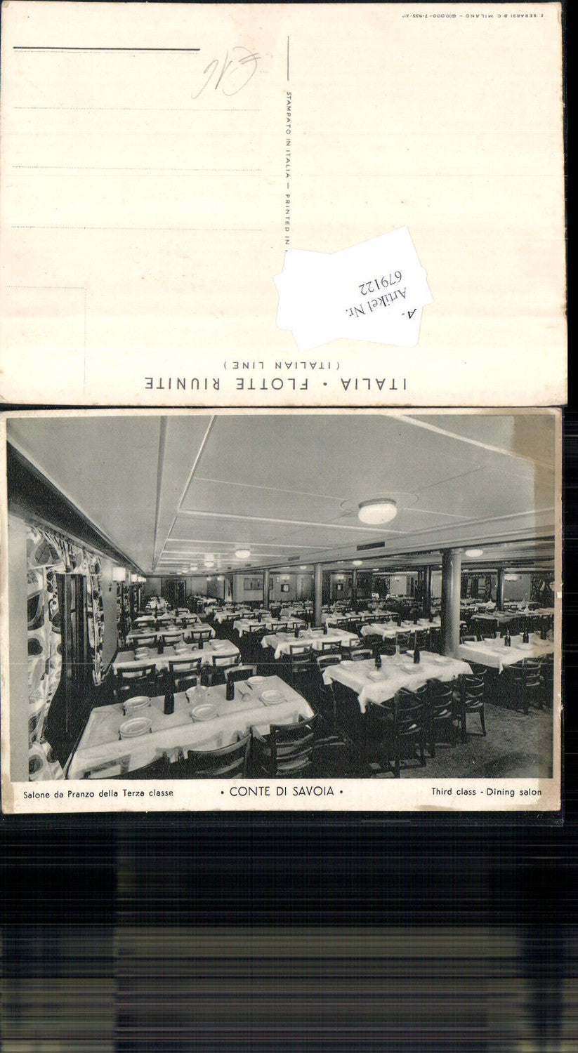 679122 Conte di Savoia Salon da Pranzo della Terza Schiff Italia Flotte Riunite Italien Line