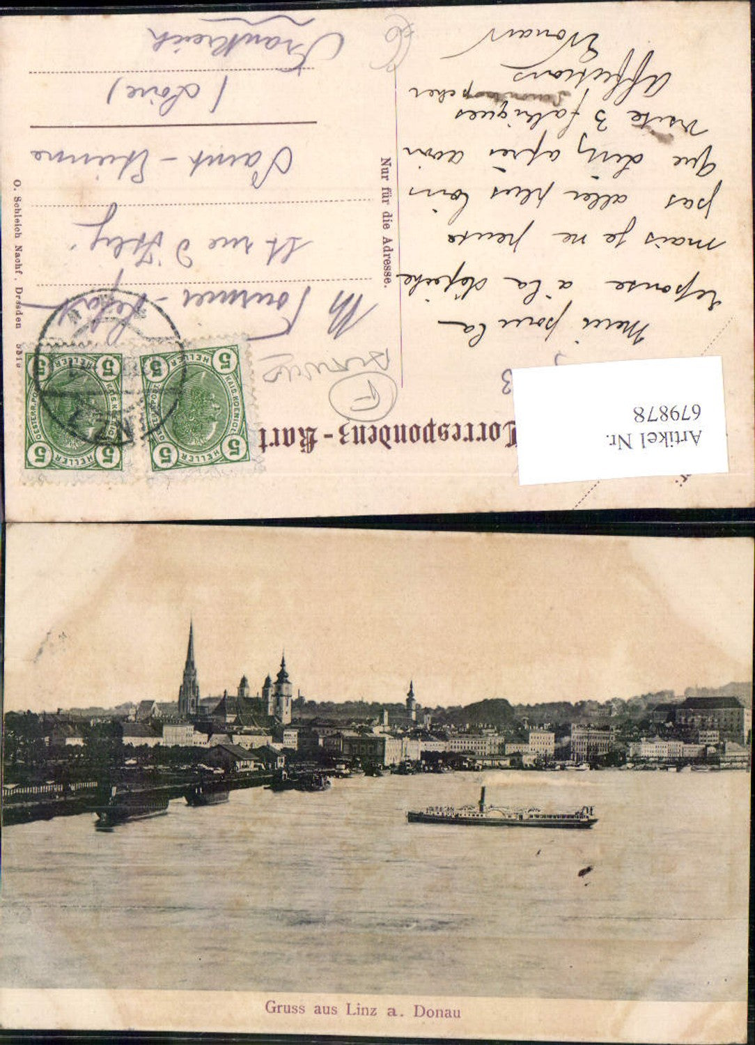679878 Gruss aus Linz an der Donau Dampfer Schiff Urfahr