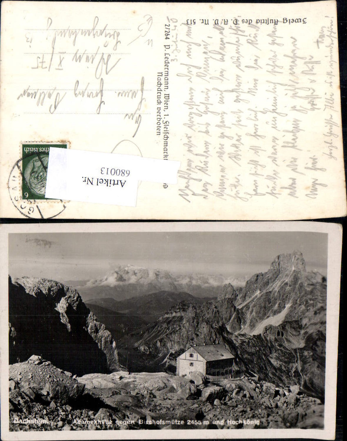 680013 Dachstein Adamekhütte Bischofsmütze Filzmoos Gosau Eben