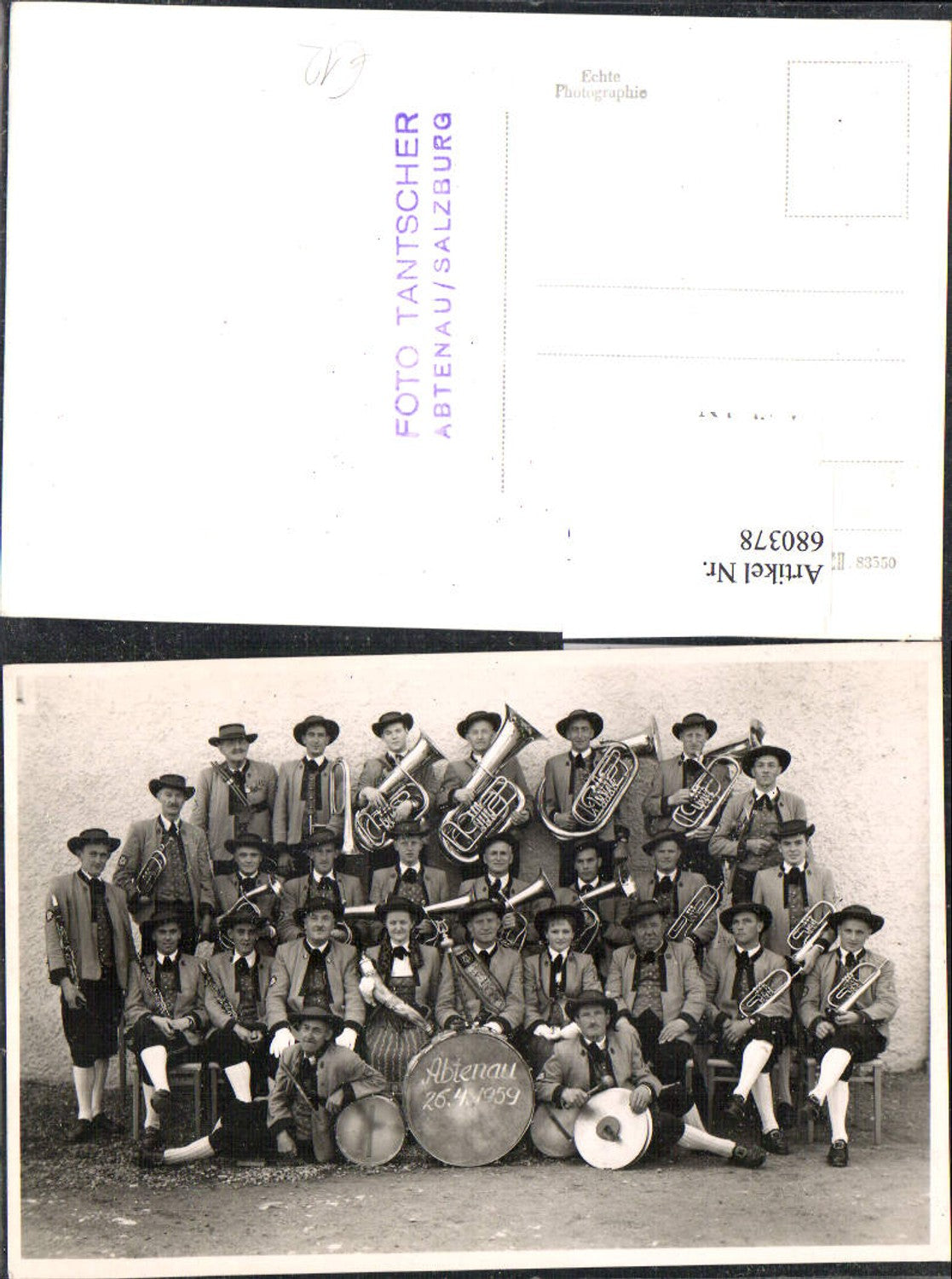 680378 Abtenau Trachtenmusikkapelle Kapelle Musik 1959 pub Foto Tantscher