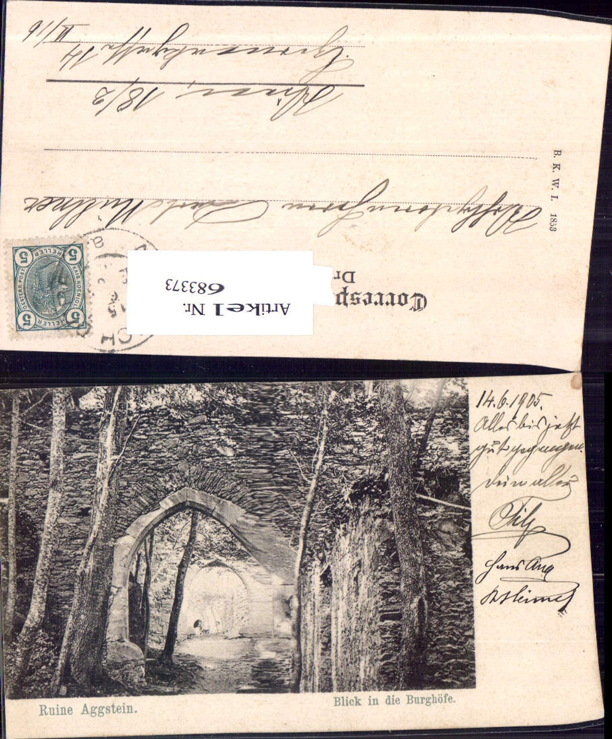 683373 Ruine Aggstein an der Donau Blick in die Burghöfe pub B.K.W.I. 1853