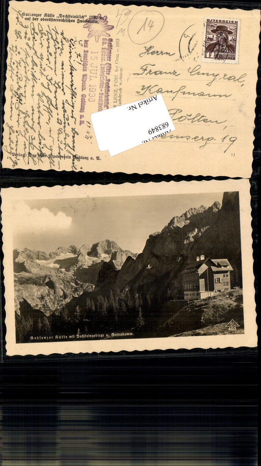683849 Gablonzer Hütte Dachstein bei Gosau Hüttenstempel Dachsteinblick