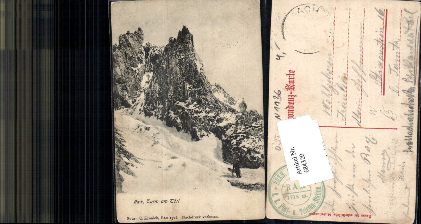 684320 Rax Tower at the Törl Hirschwang Prein Reichenau 1906