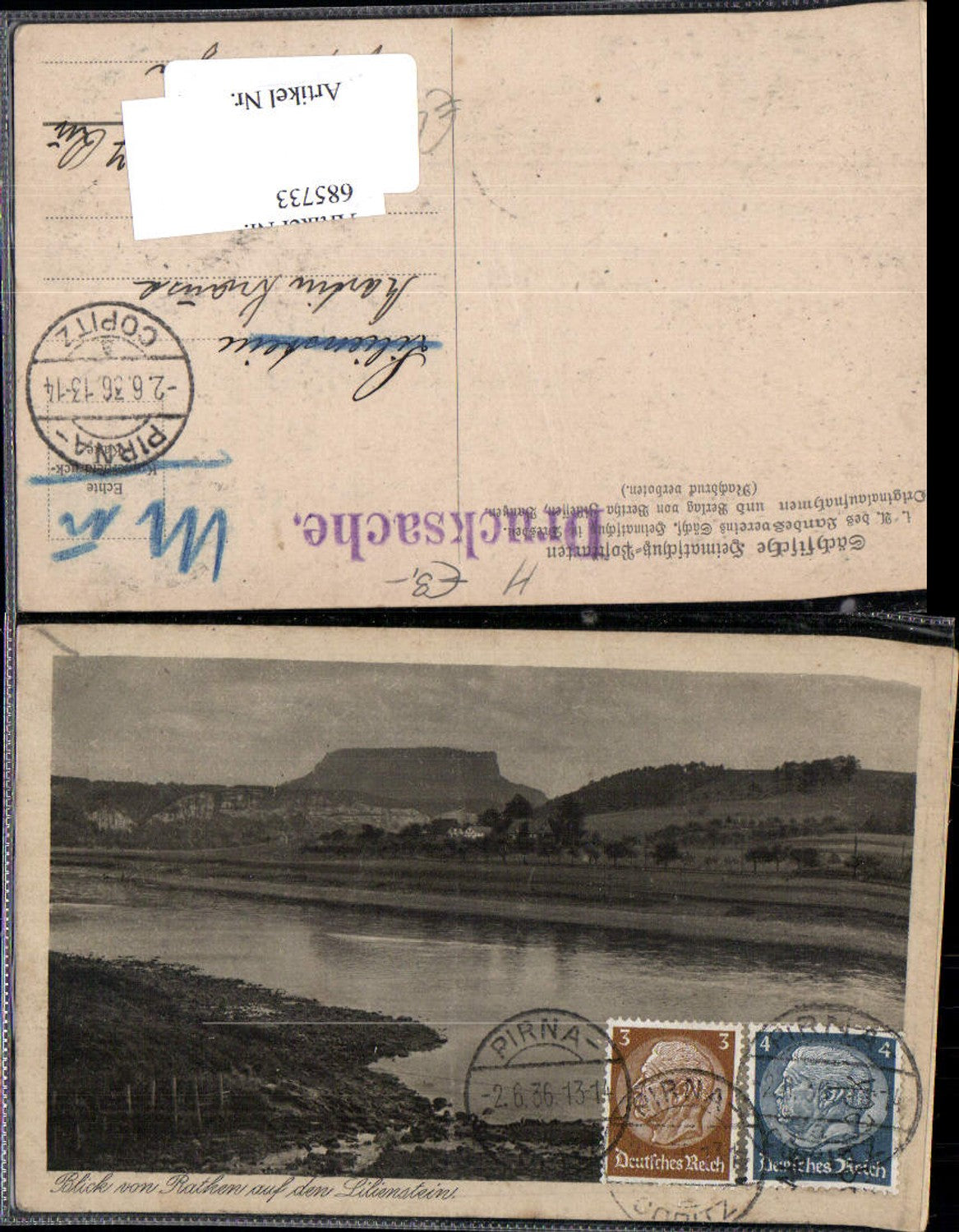 685733 Sächsische Schweiz Rathen Lohmen Wehlen Lilienstein Stp. Pirna Copitz