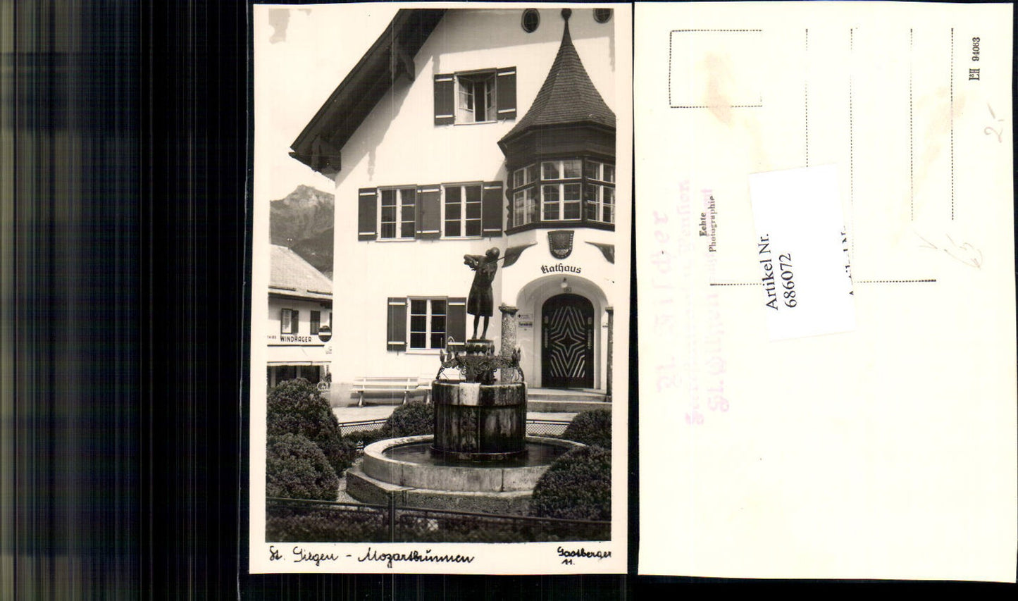 686072 St. Gilgen am Arbersee Brunnen Mozartbrunnen pub Gastberger 11