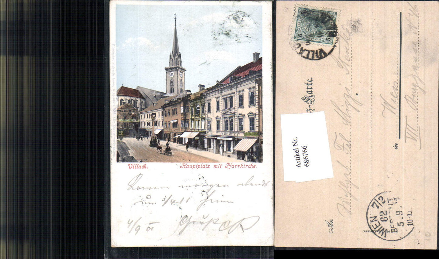 686766 Villach Hauptplatz m. Pfarrkirche 1905