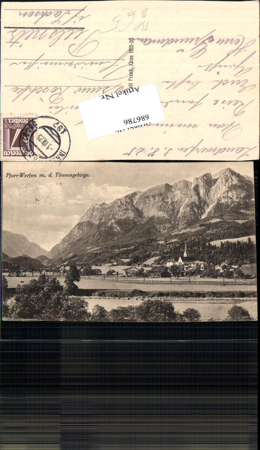 686786 Pfarr-Werfen Pfarrwerfen Bahnpost Zug 197 Innsbruck Salzburg