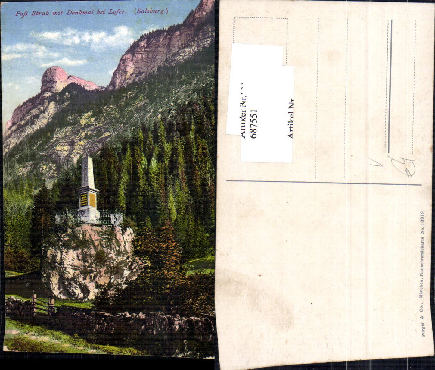 687551 Paß Strub bei Golling Lofer pub Purger & Co. 10919