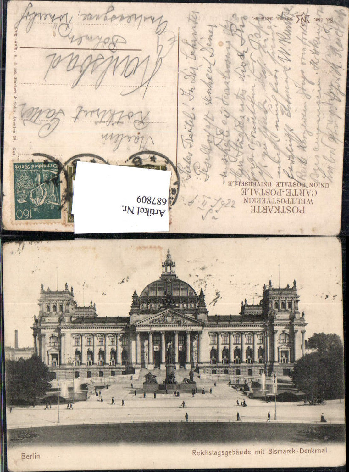 687809 Berlin Reichstagsgebäude Bismarck Denkmal