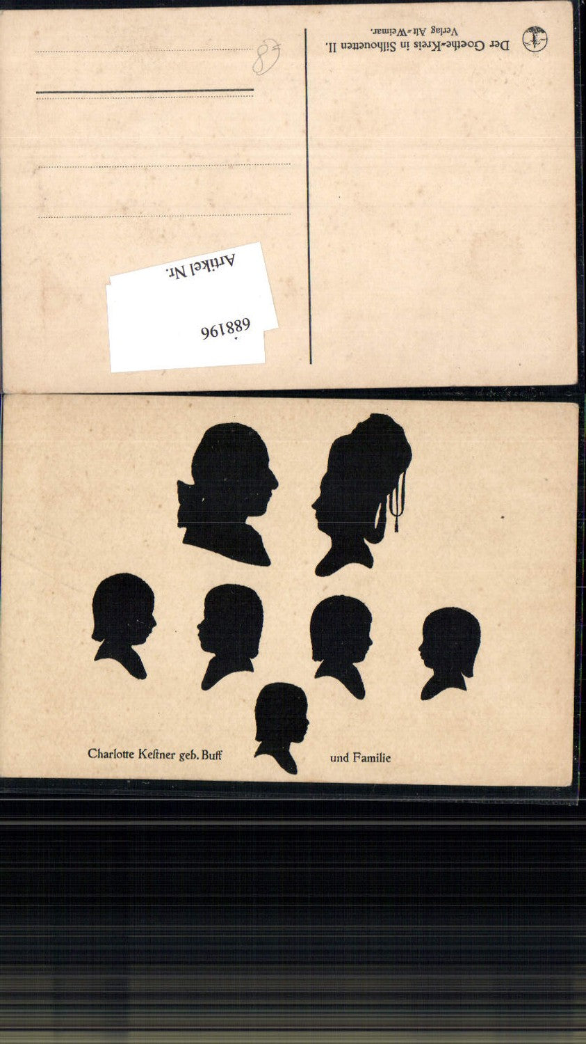 688196 Künstler AK Silhouette Scherenschnitt Goethe Charlotte Kestner geb. Buff u. Familie