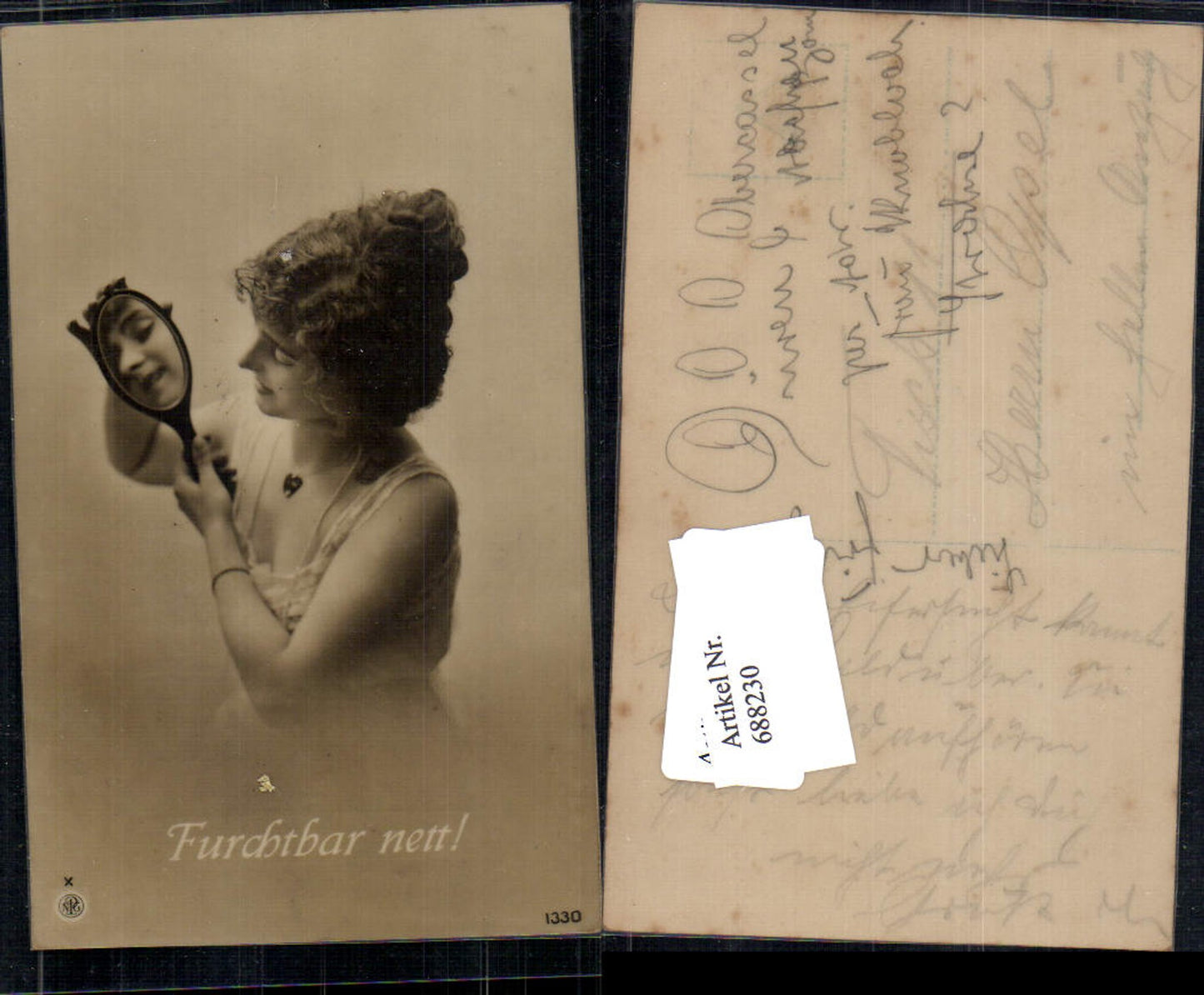 688230 tolle Foto-AK Frau Spiegel Glamour Erotik pub NPG 1330