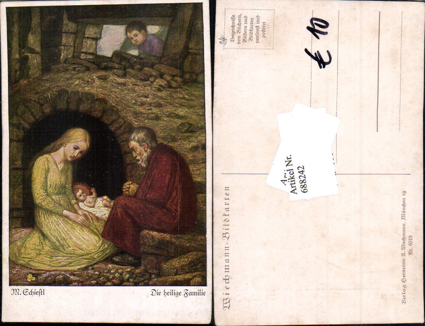 688242 Künstler AK Matthias Schiestl Heilige Familie Weihnachten pub Wiechmann Ak
