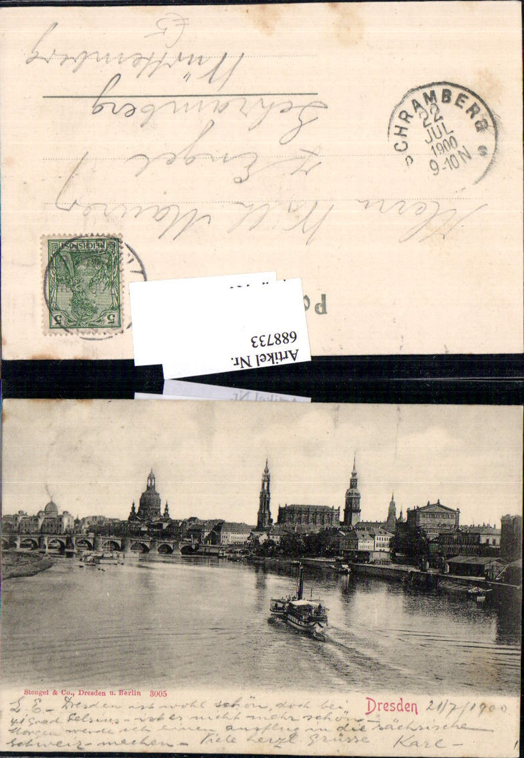 688733 Dresden Dampfer a. Elbe pub Stengel & Co. 3005