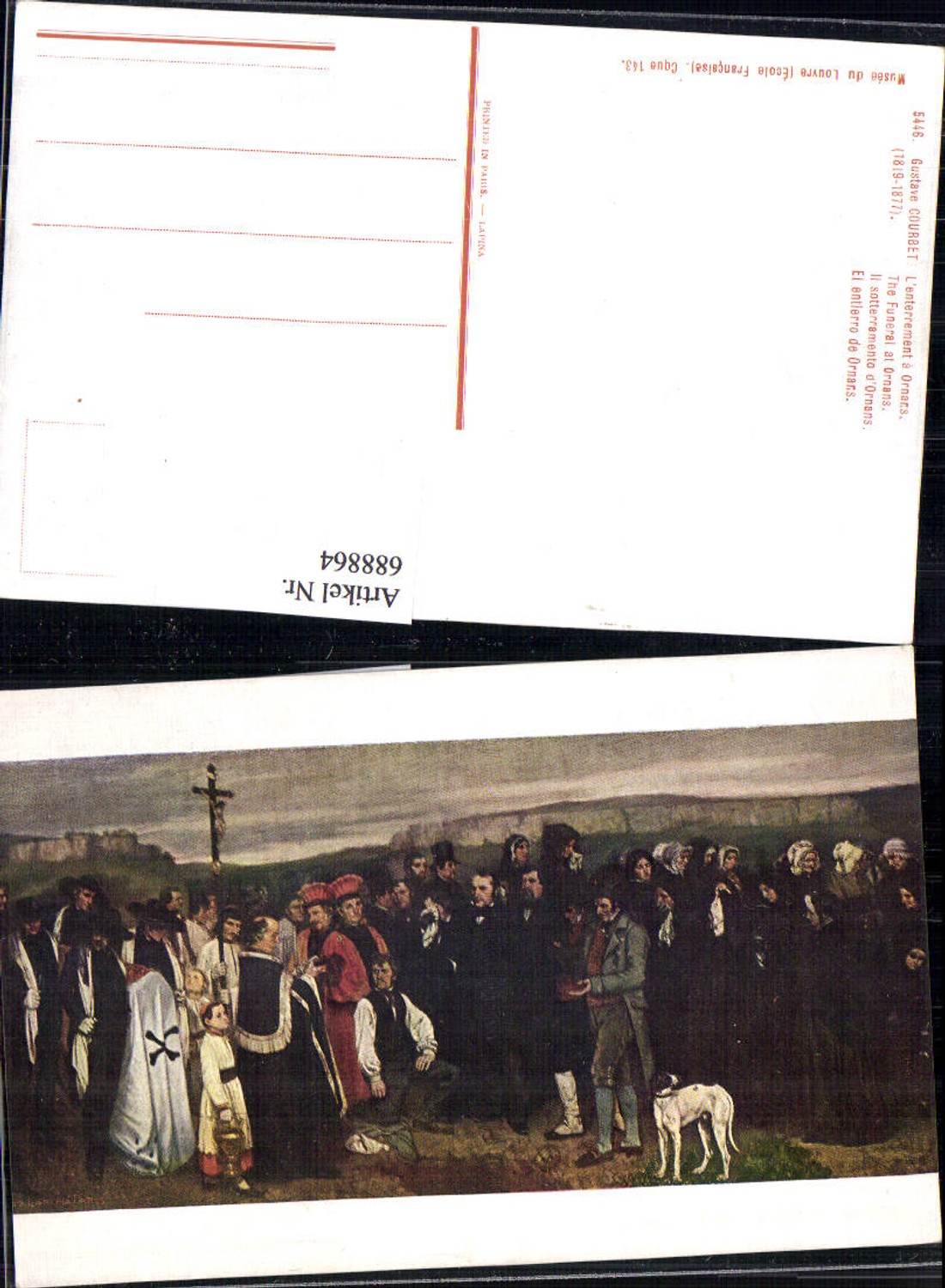 688864 Künstler AK Gustave Courbet Funeral at Ornans Begräbnis Tod Hund Priester