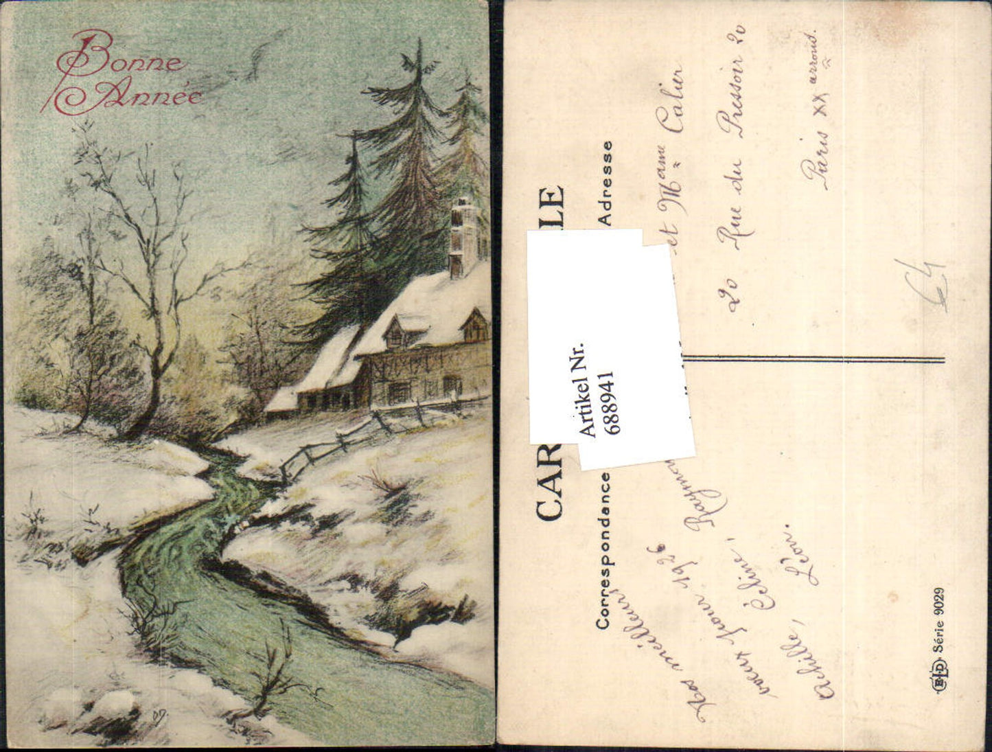 688941 Bonne Annee Neujahr Bach Haus Idylle