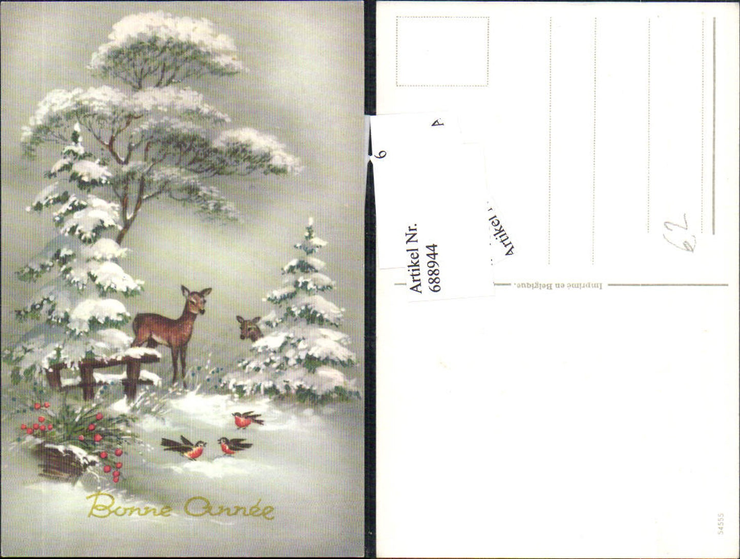 688944 Bonne Annee Neujahr Reh Bäume Vogel