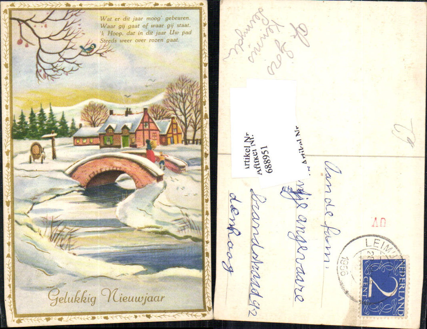 688951 Bonne Annee Neujahr Dorf Brücke
