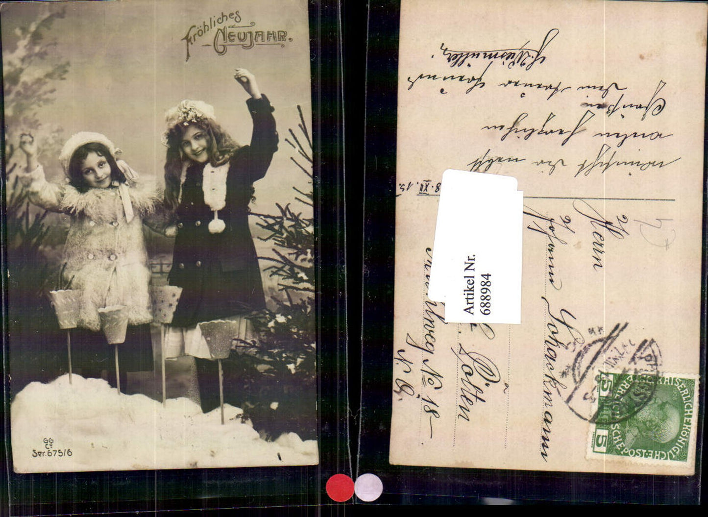688984 Foto-AK Neujahr Mädchen Kinder Schnee