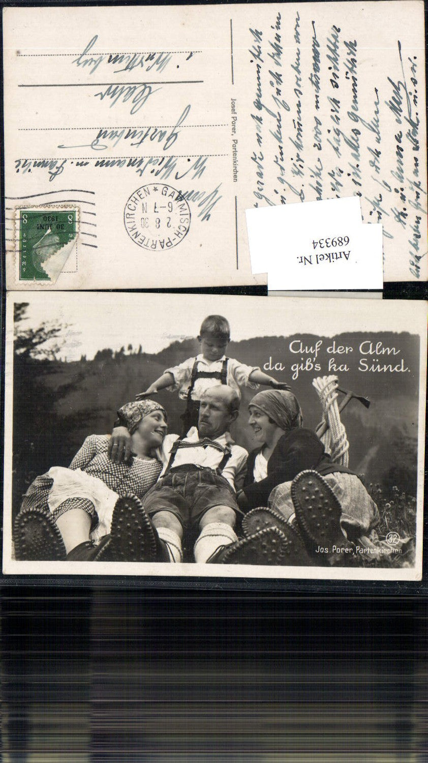 689334 On the alpine pasture there's no sin Humor Traditional Bavarian clothing Garmisch pub Jos. Porer Partenkirchen