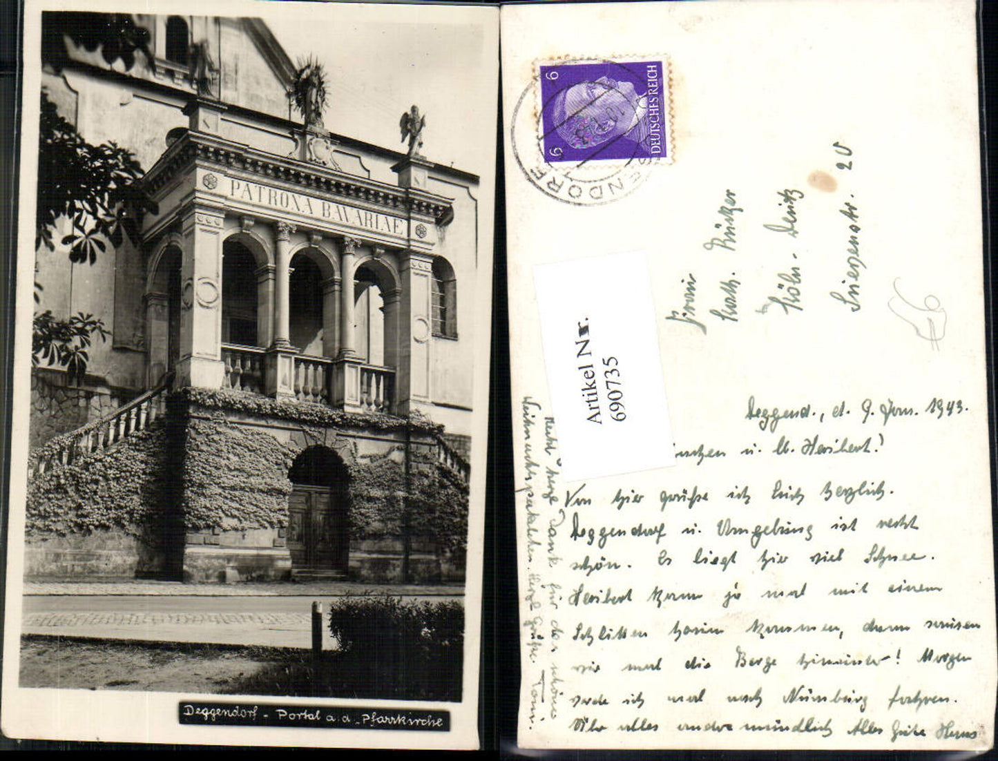 690735 Foto-AK Deggendorf Portal Pfarrkirche