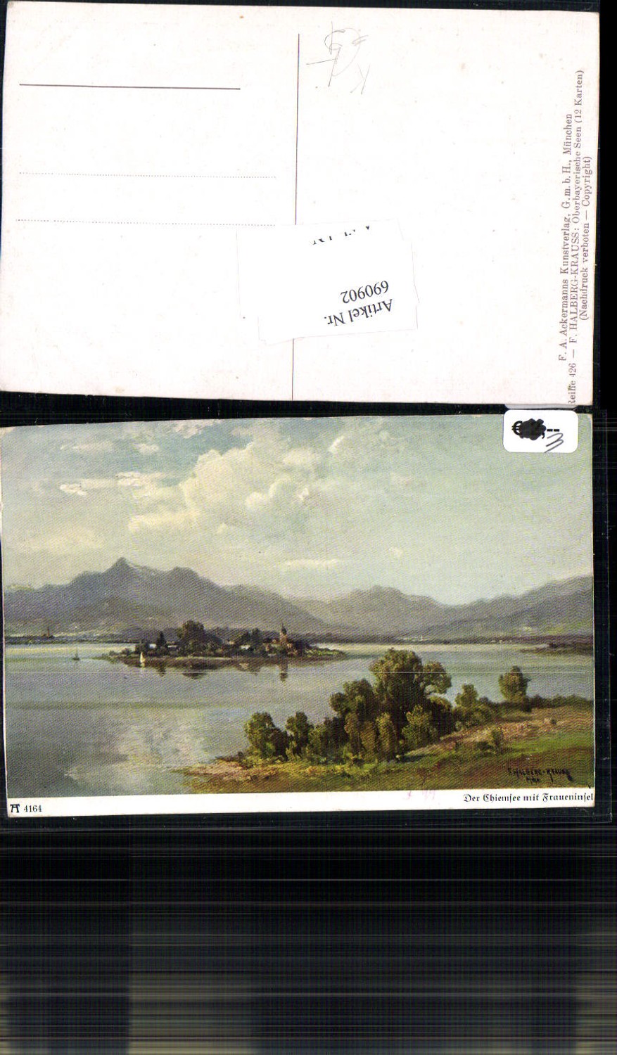 690902 Künstler AK F. Halberg Krauss Chiemsee Chiemgau Fraueninsel pub Ackermann 4164