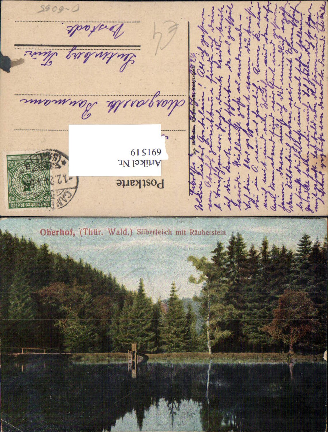 691519 Oberhof Thuringian Forest Silberteich Räuberstein (Gel. Leutenberg suburb) Baumann Margarethe