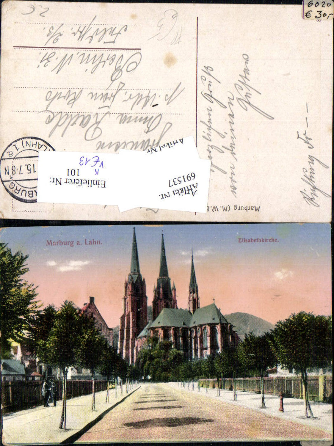 691537 Marburg an der Lahn Elisabethkirche Feldpost Berlin