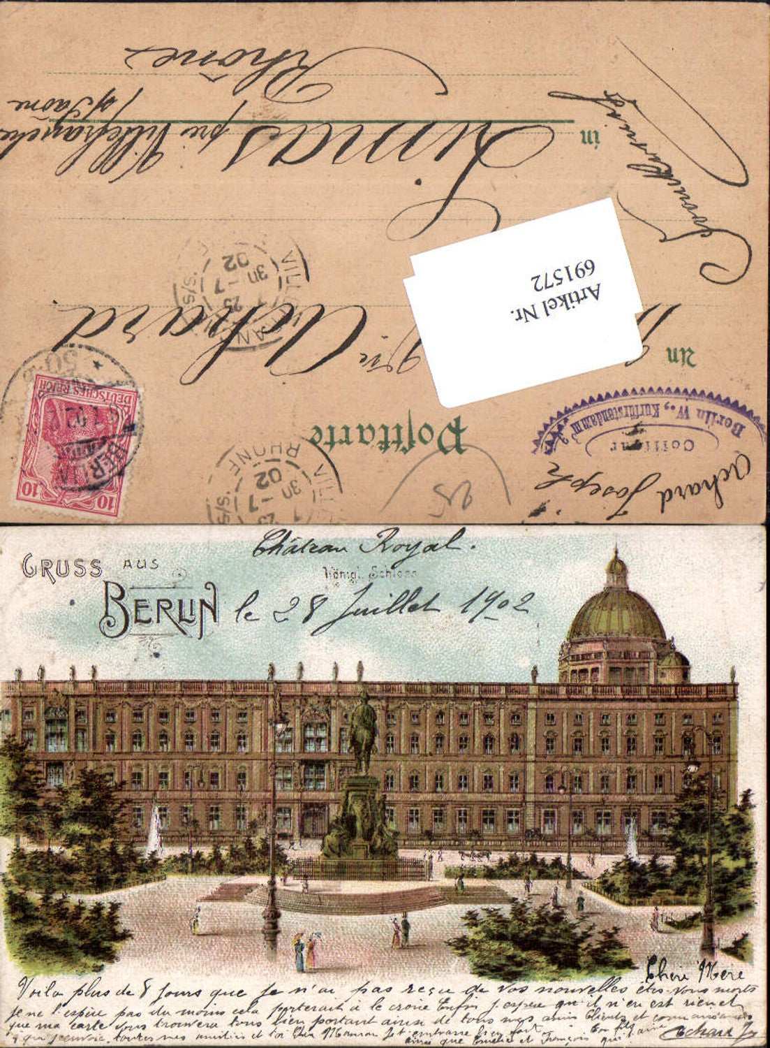 691572 tolle Lithographie Berlin Königl. Schloss