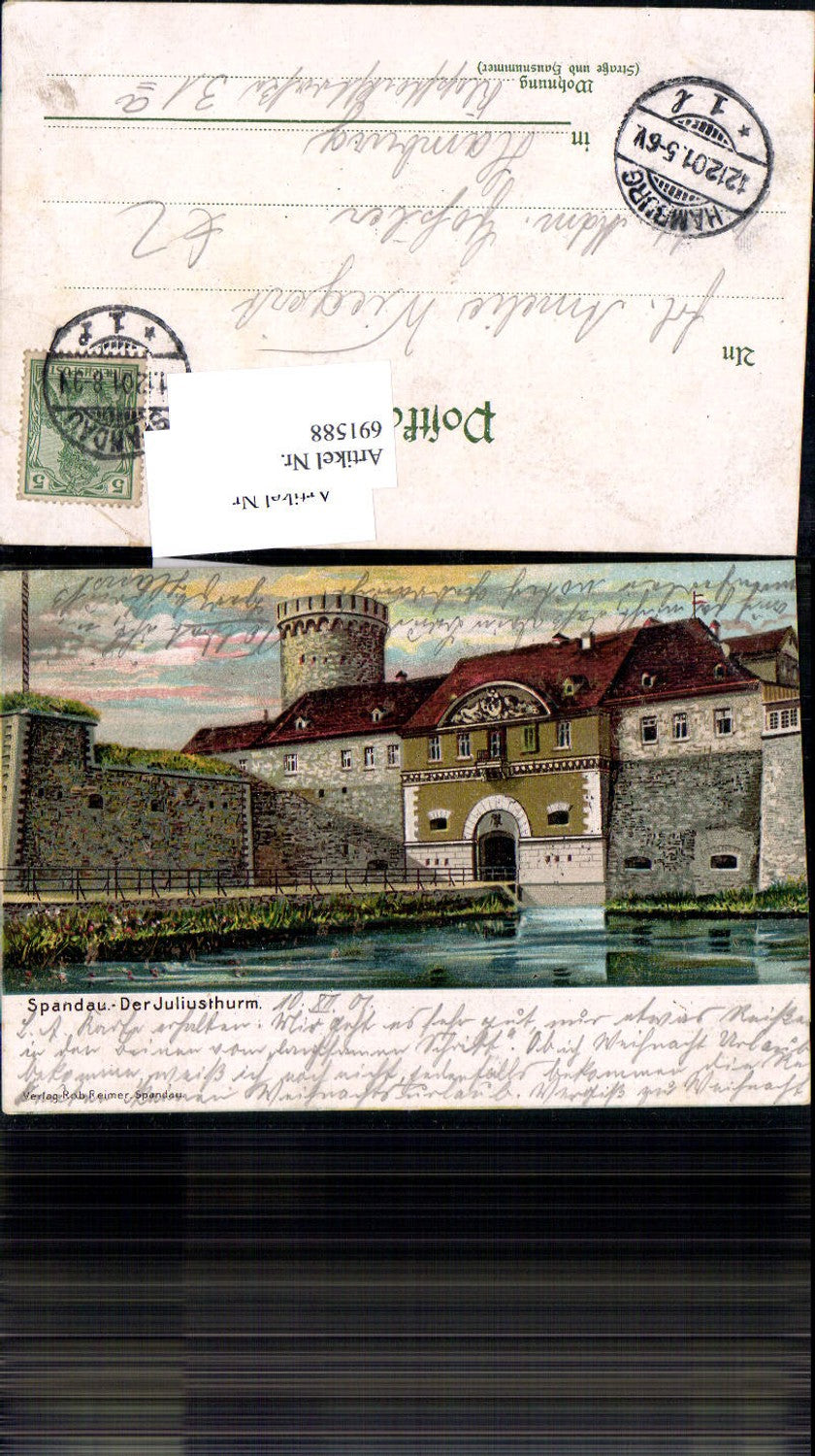 691588 tolle Lithographie Berlin Juliusthurm Spandau pub Robert Reimer