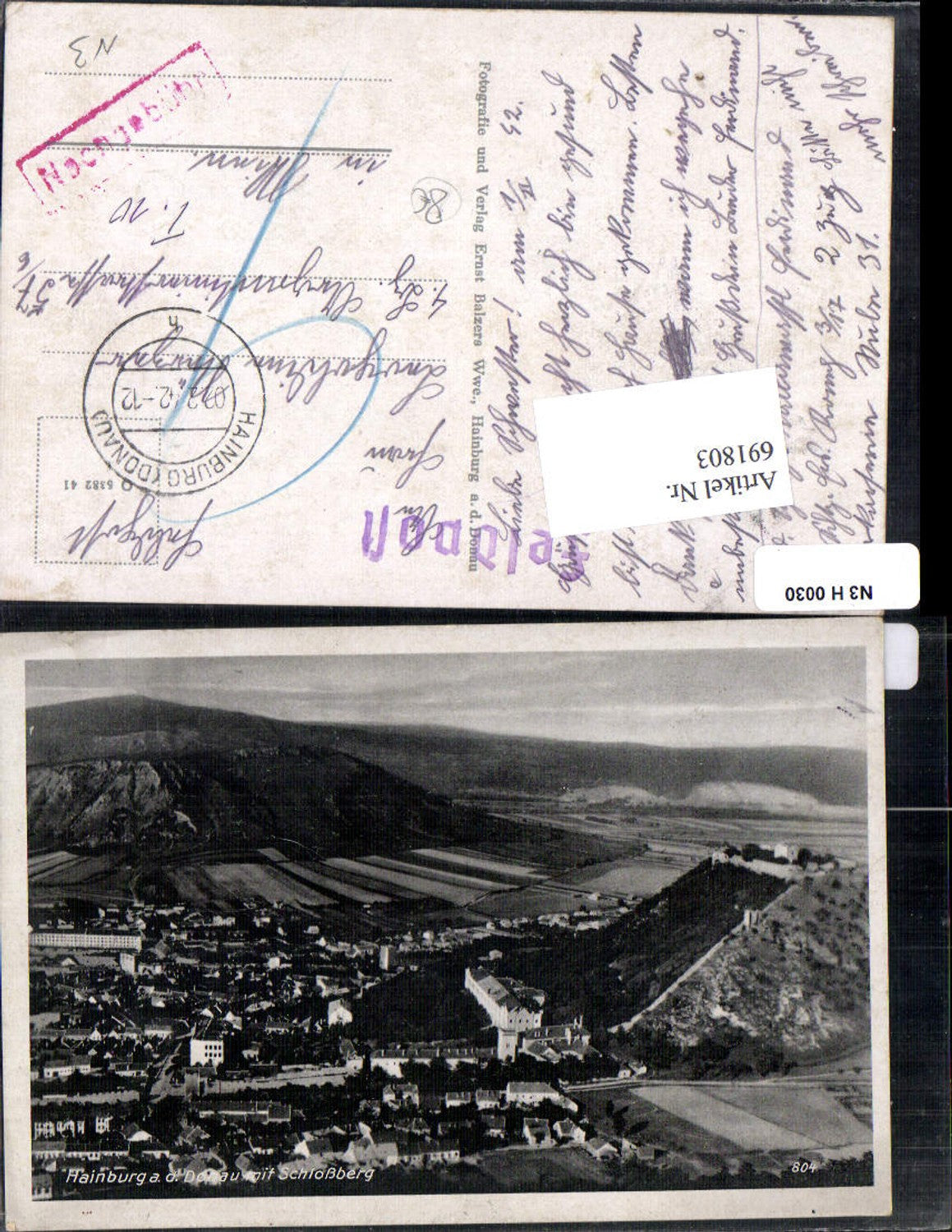 691803 Hainburg an der Donau Feldpost Vienna Surcharge
