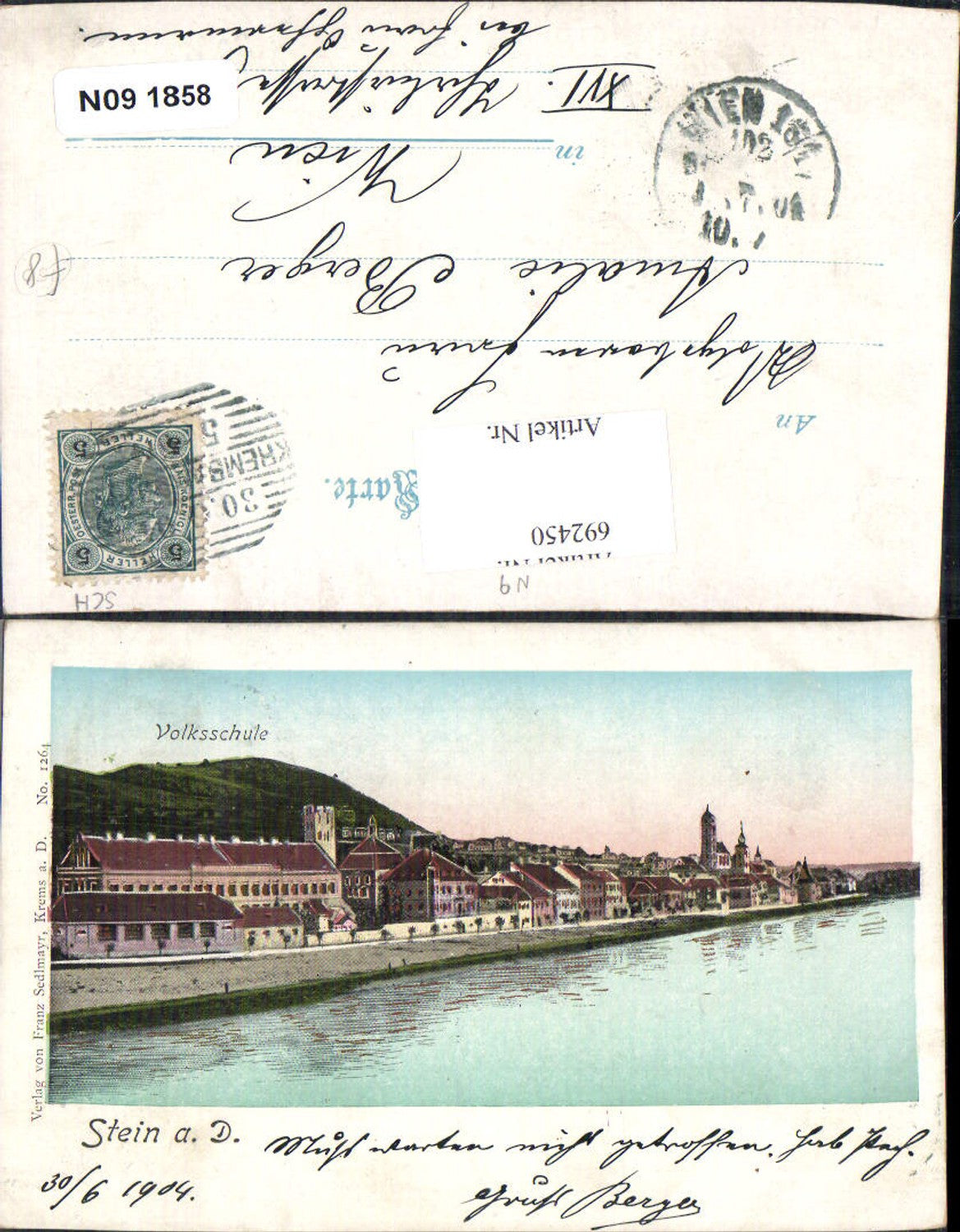 692450 Stein an der Donau bei Krems Volksschule 1904