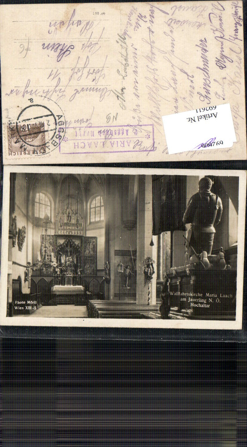 692611 Maria Laach am Jauerling b. Aggsbach Markt Hochaltar Kirche Postablage Stempel