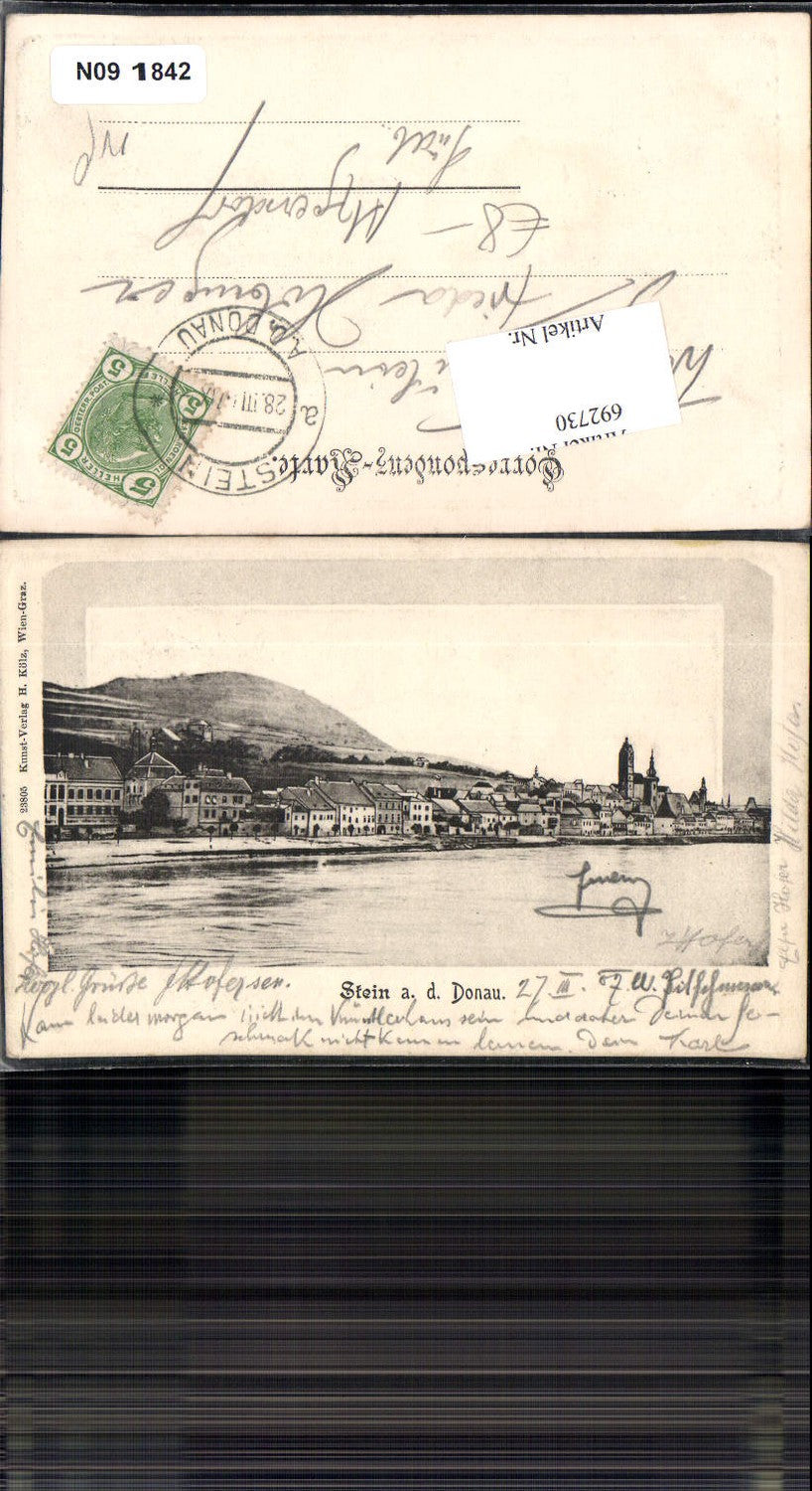 692730 tolle Passepartout AK Stein an der Donau b. Krems