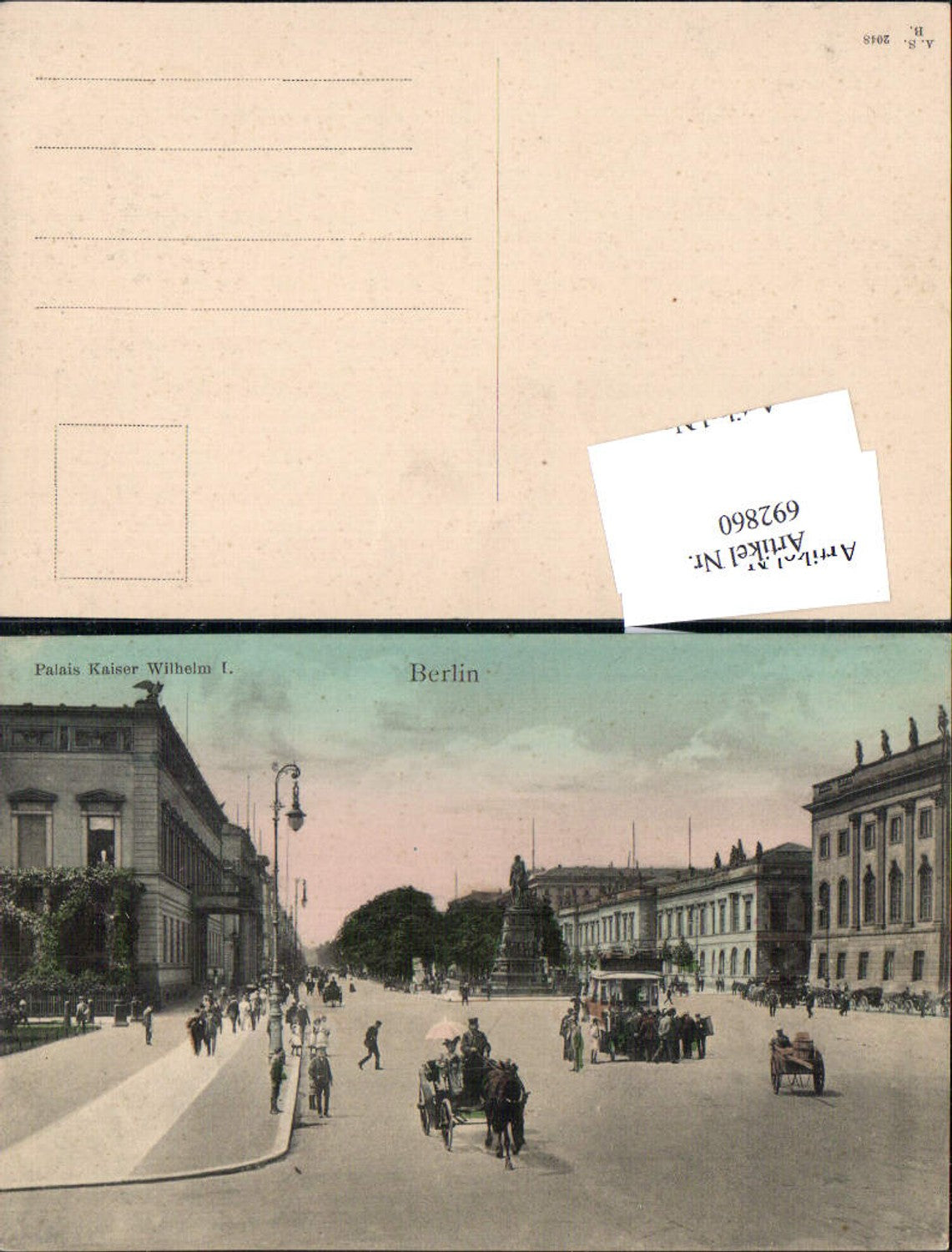 692860 Berlin Palais Kaiser Wilhelm I. Autos Pferdetram