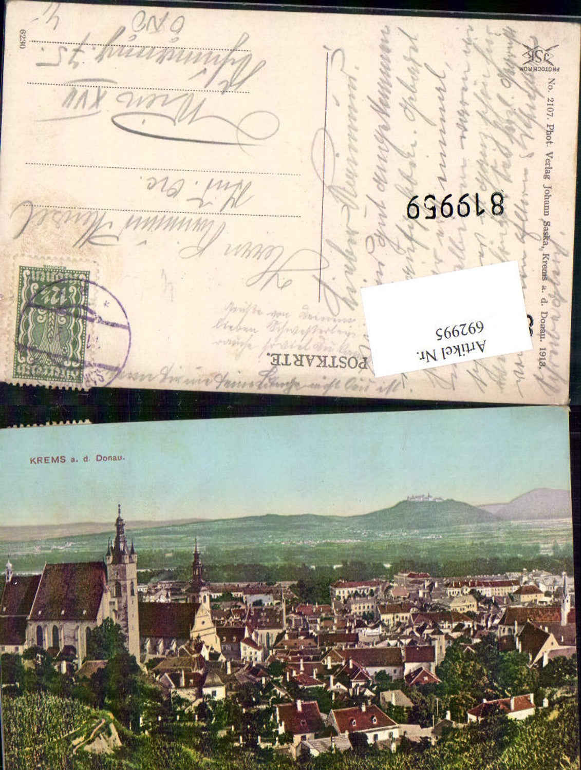 692995 tolle AK Krems an der Donau pub Johann Saska 2107