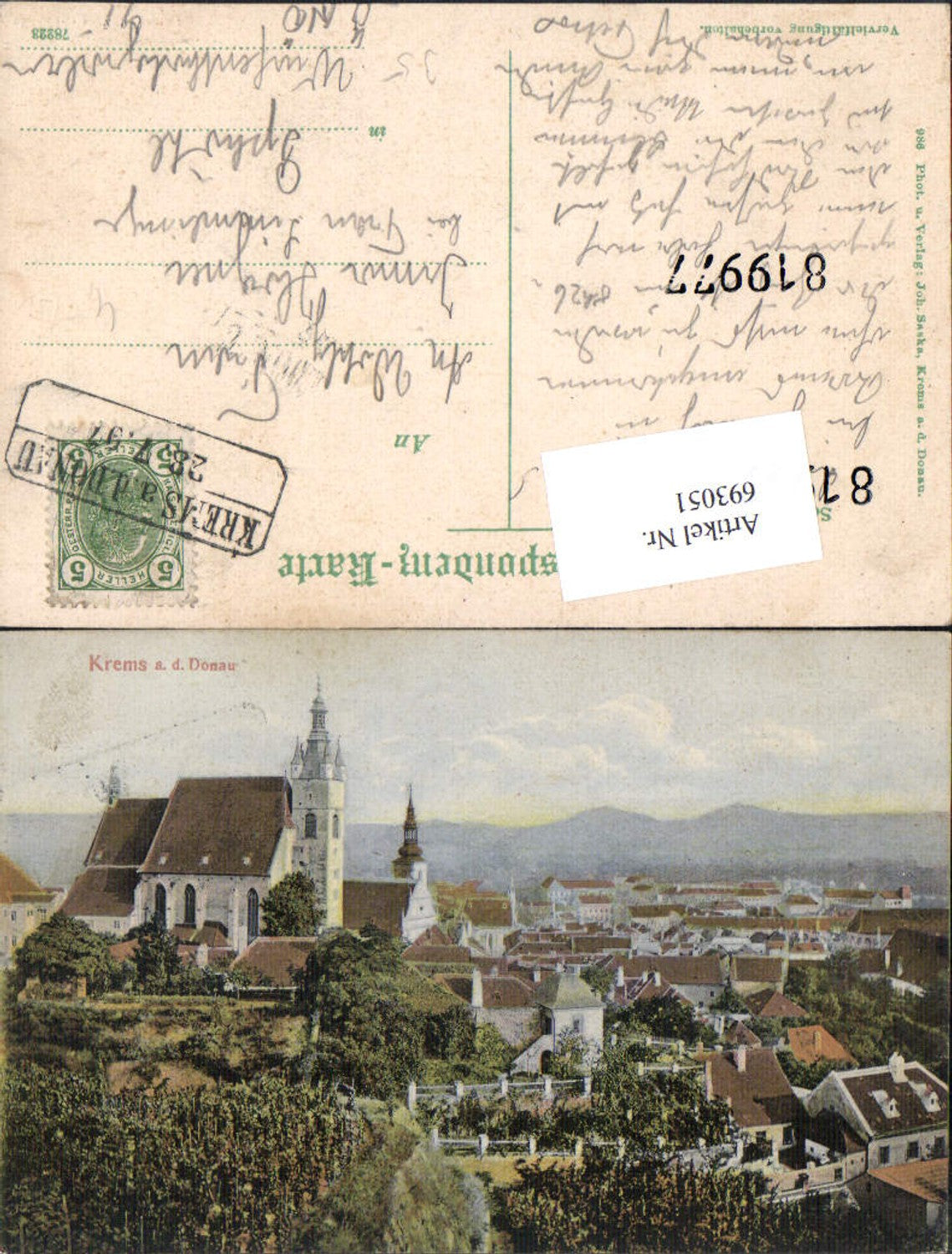 693051 Krems an der Donau pub Saska 986 gel Wurfenthalgraben Gföhl 1907