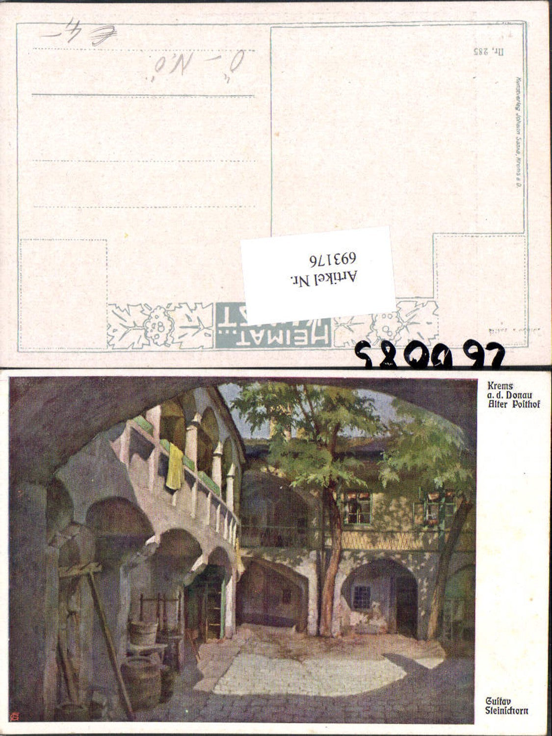 693176 Künstler AK Gustav Steinschorn Krems an der Donau Alter Posthof pub Johann Saska 285