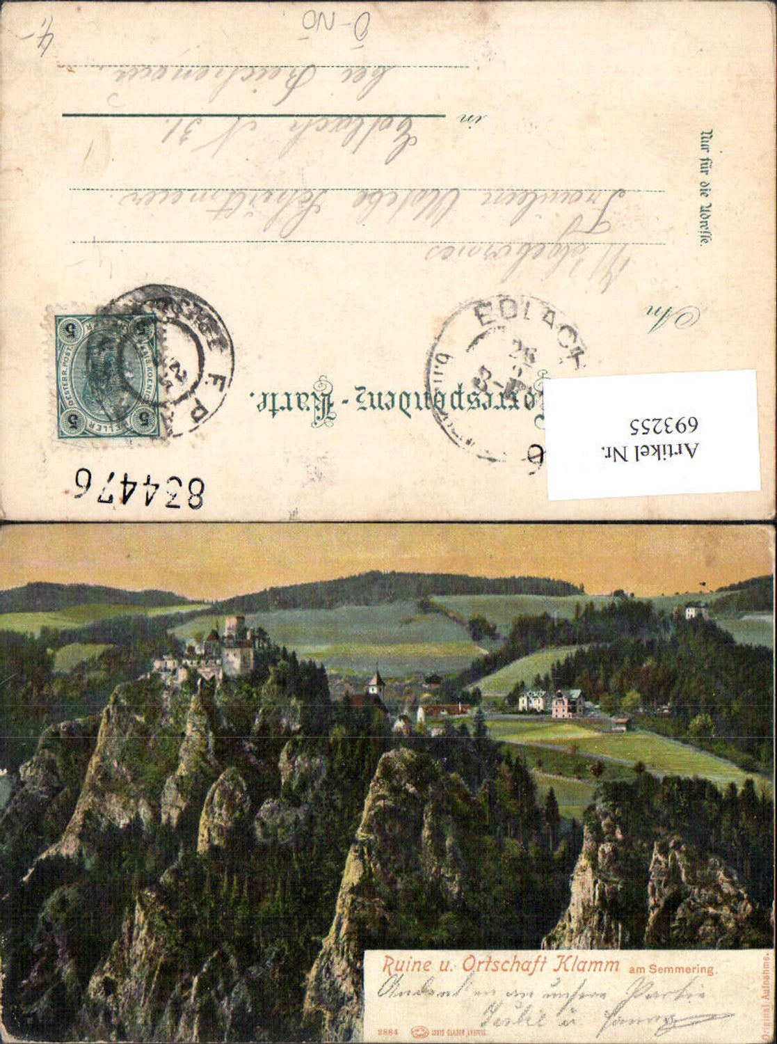 693255 Semmering Ruine Kamm gel Edlach Reichenau Stp.