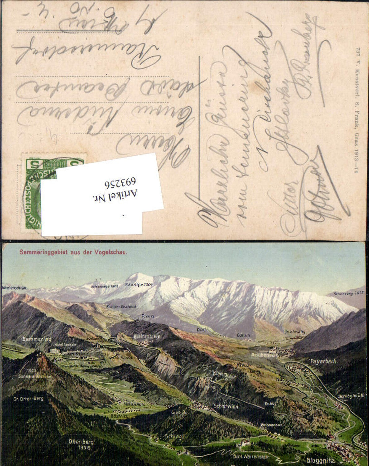 693256 Eugen Felle Semmering Vogelschau Raach Schlagl Gloggnitz Payerbach Göstritz Reichenau gel Rannersdorf
