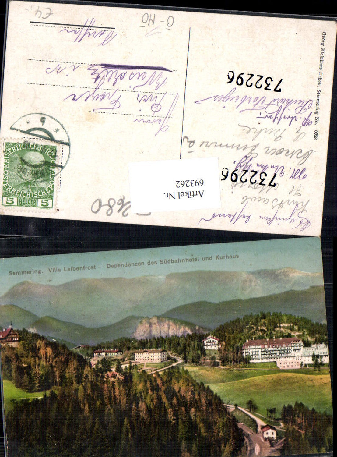 693262 Semmering Villa Leibenfrost Südbahnhotel gel Weischlitz Sachsen