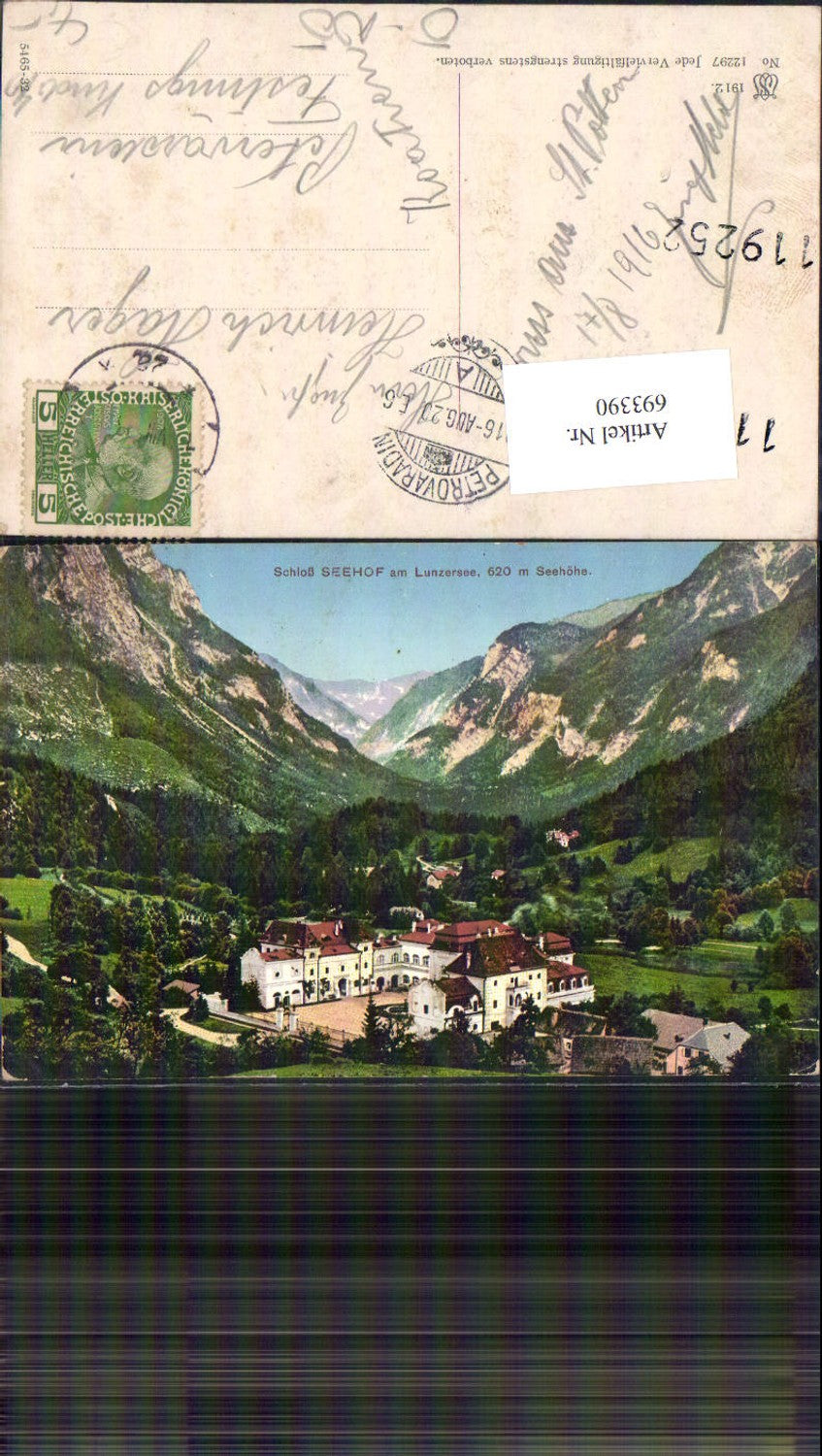 693390 Lunz am Lunzersee See Seehof 1912 gel Stp. Petrovaradin
